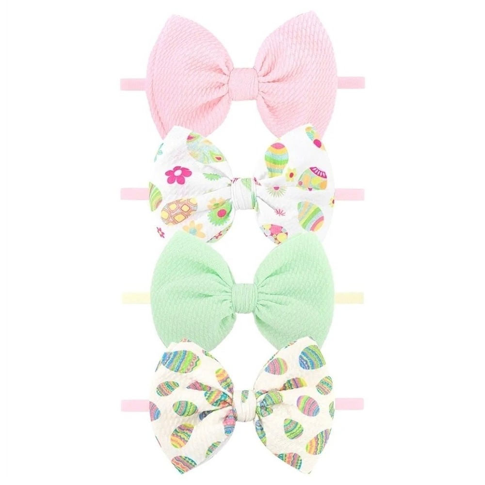 7 Hair Bows for Girls Infant Headbands Easter Egg Big Bows Bunny Bow Hair S14